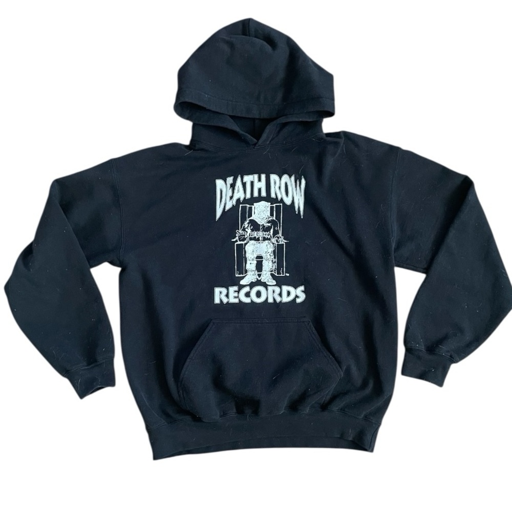 Vintage Death Row Records Mens 90’s Hoodie Medium Y2K Retro Hip Hop Grunge black